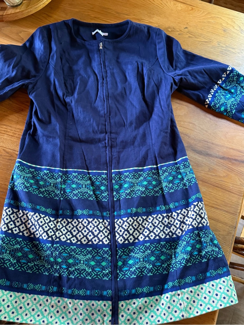 Isaac Mizrahi Dress Duster Topper
Coatdress Lined Front Zip Blue Size 10